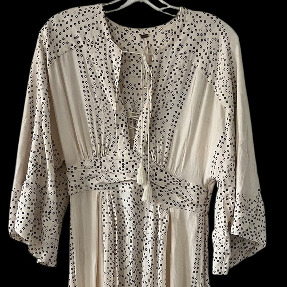 Free People Modern Kimono Dress Size 4 Boho Minimal Neutral Festival - Picture 3 of 9